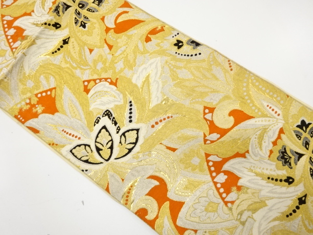 JAPANESE KIMONO / ANTIQUE FUKURO OBI / WOVEN CHINESE FLOWERS